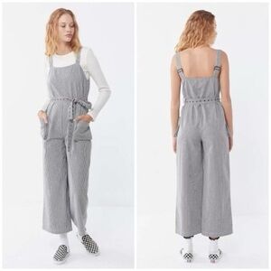 Urban Outfitters Miranda Railroad Stripe Belted Cropped Cargo Jumpsuit Overalls